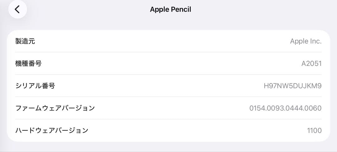 未使用に近い　Apple保証付　2025年5月購入　Apple Pencil 2