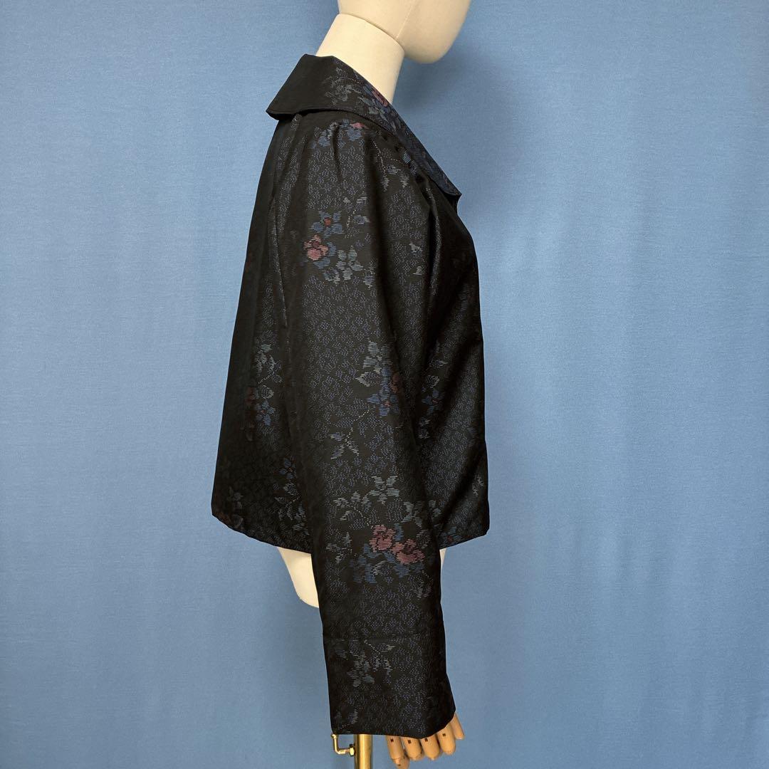 着物リメイク　大島紬　ショールカラージャケット　L〜XXL