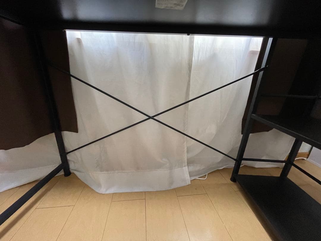 ダークブラウン パソコンデスク 棚付き