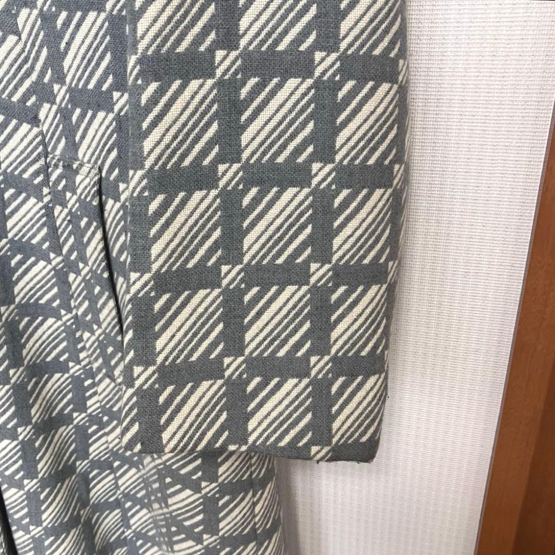 ⭐️レトロ古着　70s チェック柄　ロングコート⭐️ヴィンテージ 昭和　グレー　冬