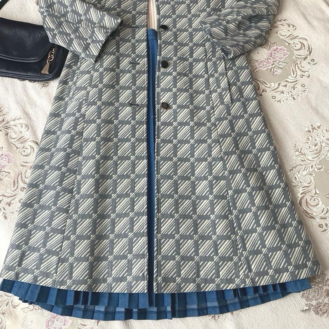 ⭐️レトロ古着　70s チェック柄　ロングコート⭐️ヴィンテージ 昭和　グレー　冬