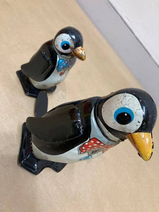 ブリキ　マルサン　ペンギン　親子セット　ゼンマイ　ビンテージ　昭和レトロ #2