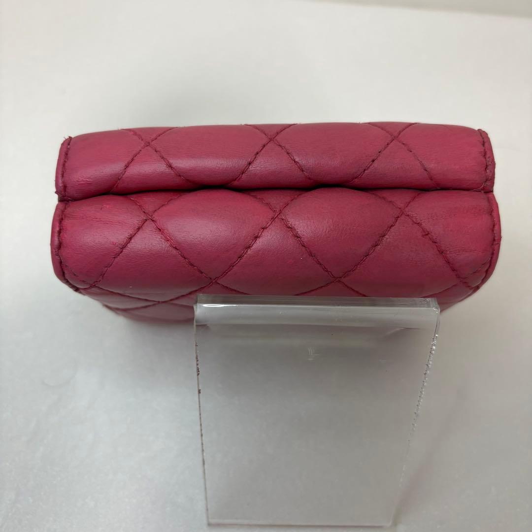 CHANEL 三つ折り財布 マトラッセ ココマーク レザー ピンク