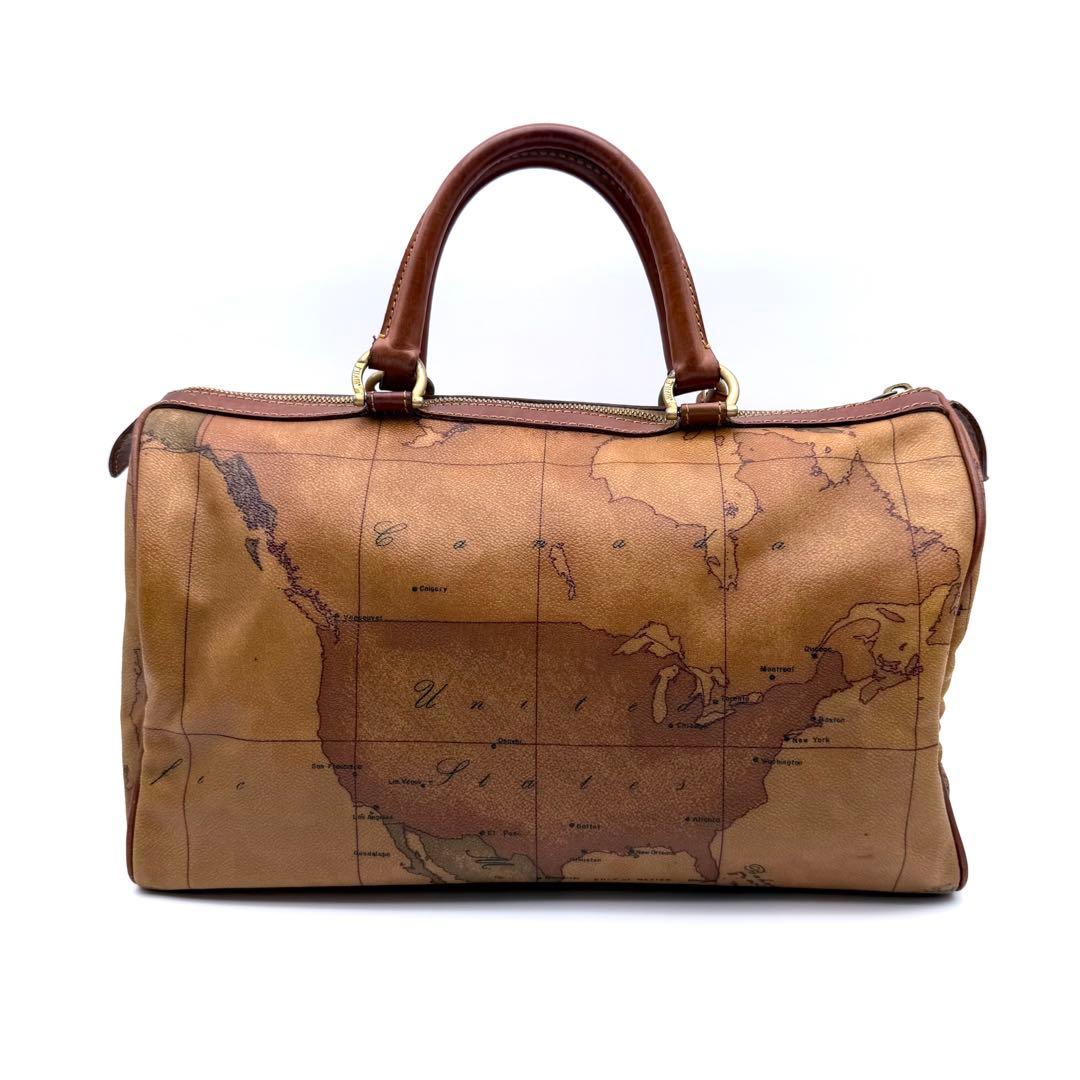 【良品】PRIMA CLASSE プリマクラッセ　地球　地図柄　ボストンバッグ
