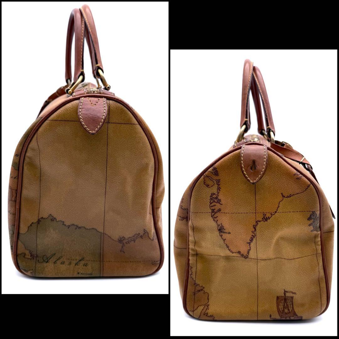 【良品】PRIMA CLASSE プリマクラッセ　地球　地図柄　ボストンバッグ