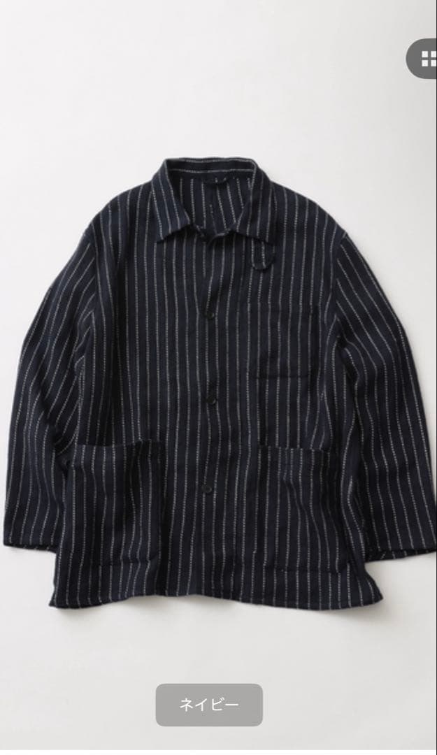 FOLI khadi cotton stripe jacket ネイビー
