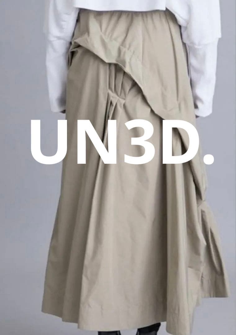 値下げ【新品】UN3D.アンスリード 変形フレア ロングタックプリーツスカート