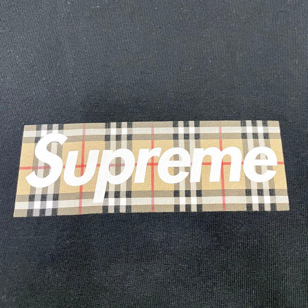 美品Supreme Burberry Box Logo Tee Black L