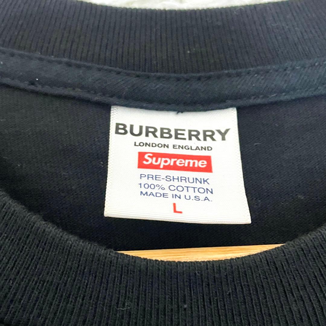 美品Supreme Burberry Box Logo Tee Black L