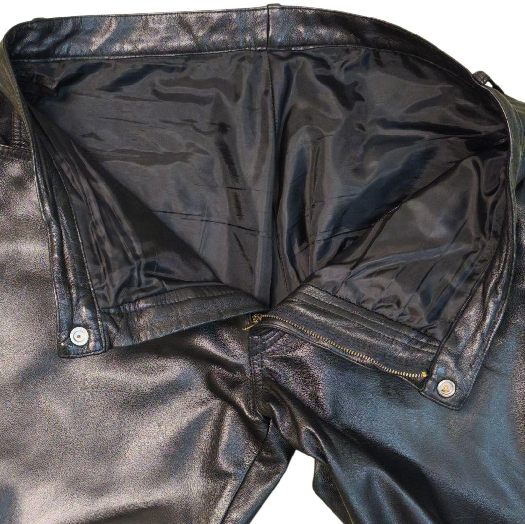 【美品】PRMS レザーパンツ 本革 牛革 黒 36