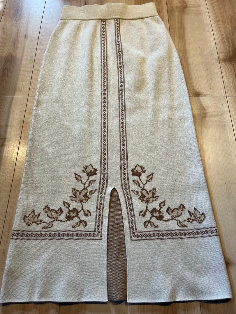 スカート Eaphi SCARF MOTIF KNIT SKIRT IVORY