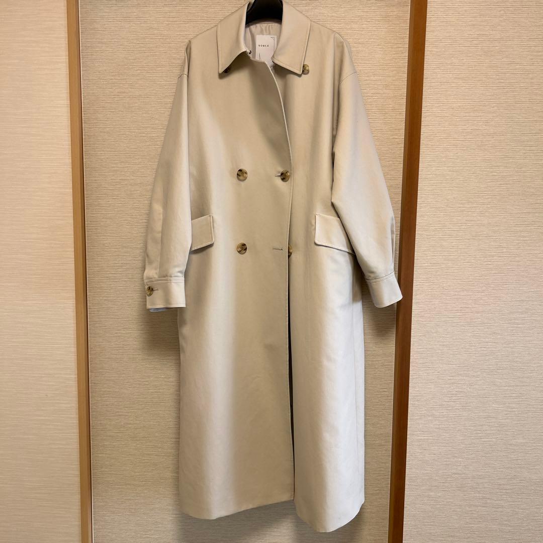 Noble コットンダブルクロストレンチコート アイボリー