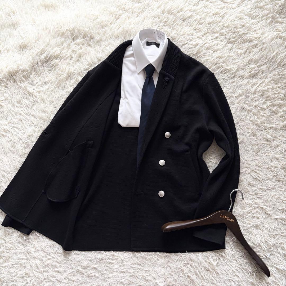 <24AW>LARDINI 最新 ブラック ウール ダブル ジャケット サイズM