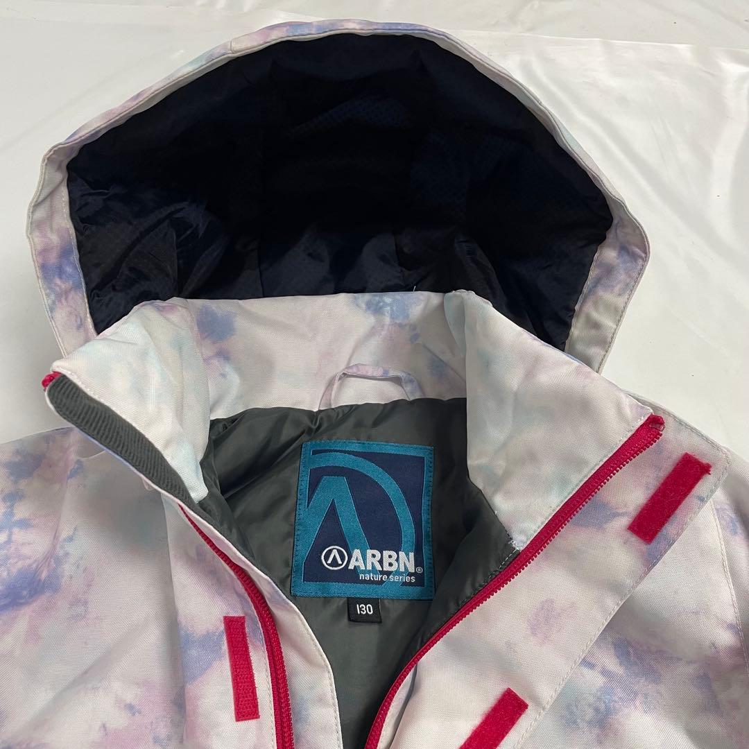 ARBN白×ピンク スキーウェア上下セット 130cm AB33WW1406J③