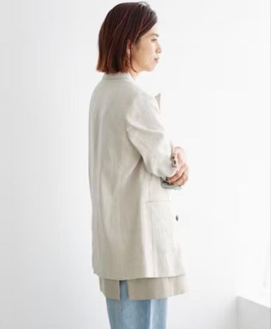IENA リネンコットン ストレッチジャケット グレー 38 春夏 テーラード