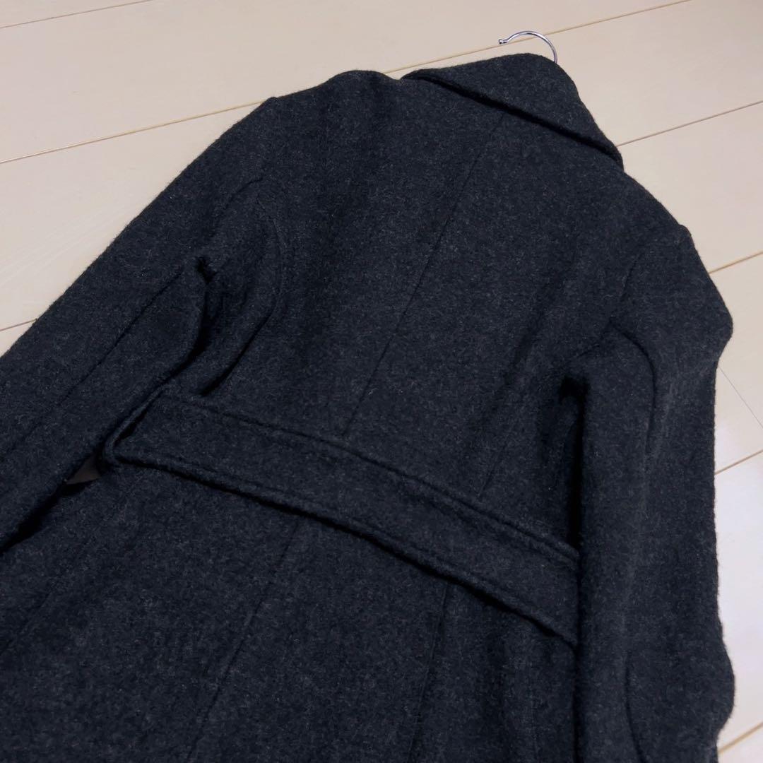 ☆Theory☆Boucle Coat Flare CoatダークグレーAライン