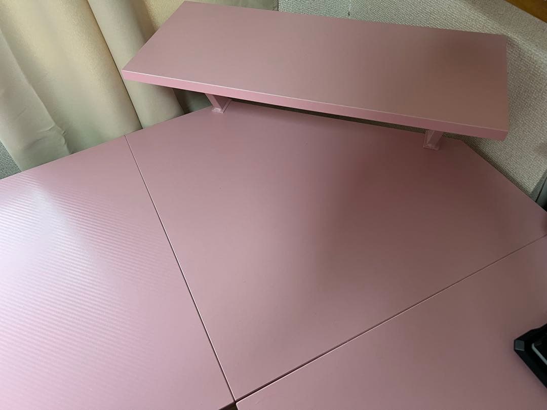 L字型ゲーミングデスク ピンク
