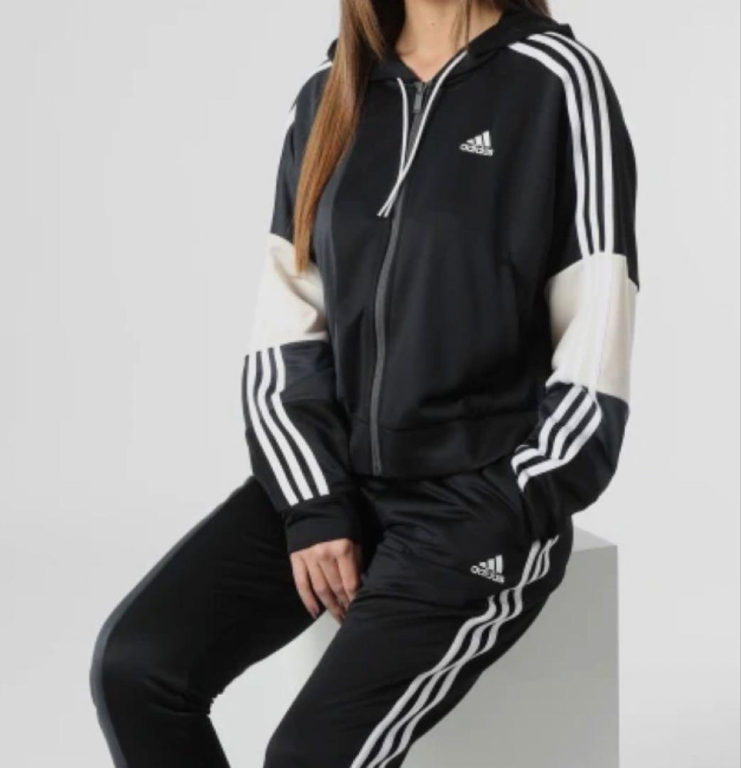 adidas ジャージ上下セット レディース M セットアップ ブラック 新品