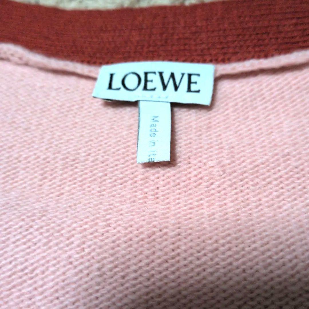 【美品】ロエベLOEWE 　　アナグラム 刺繍 ウール100% カーディガン