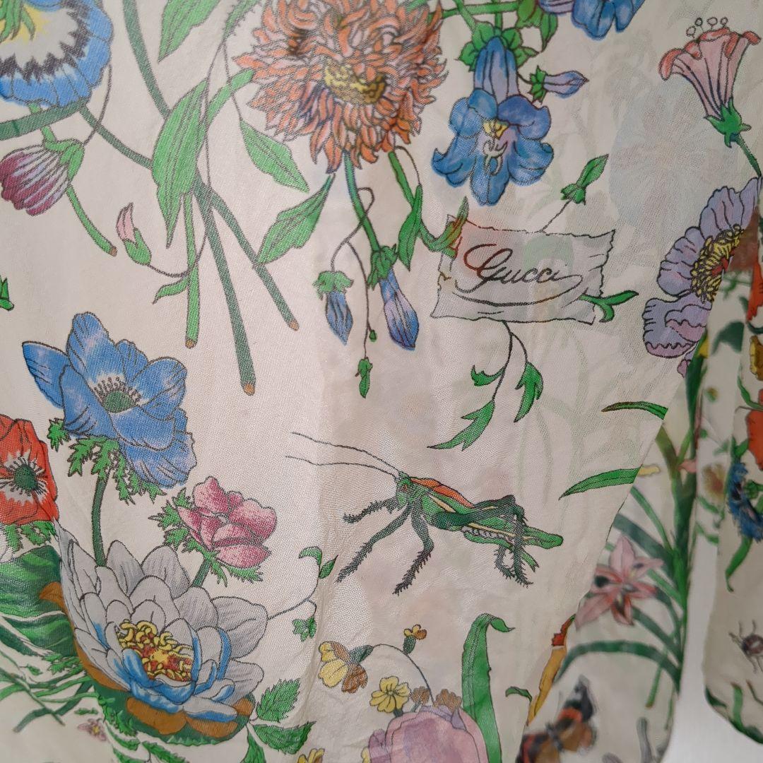 は*ん様 オールドグッチ　old GUCCI　フローラ　花柄　シルク　ストール