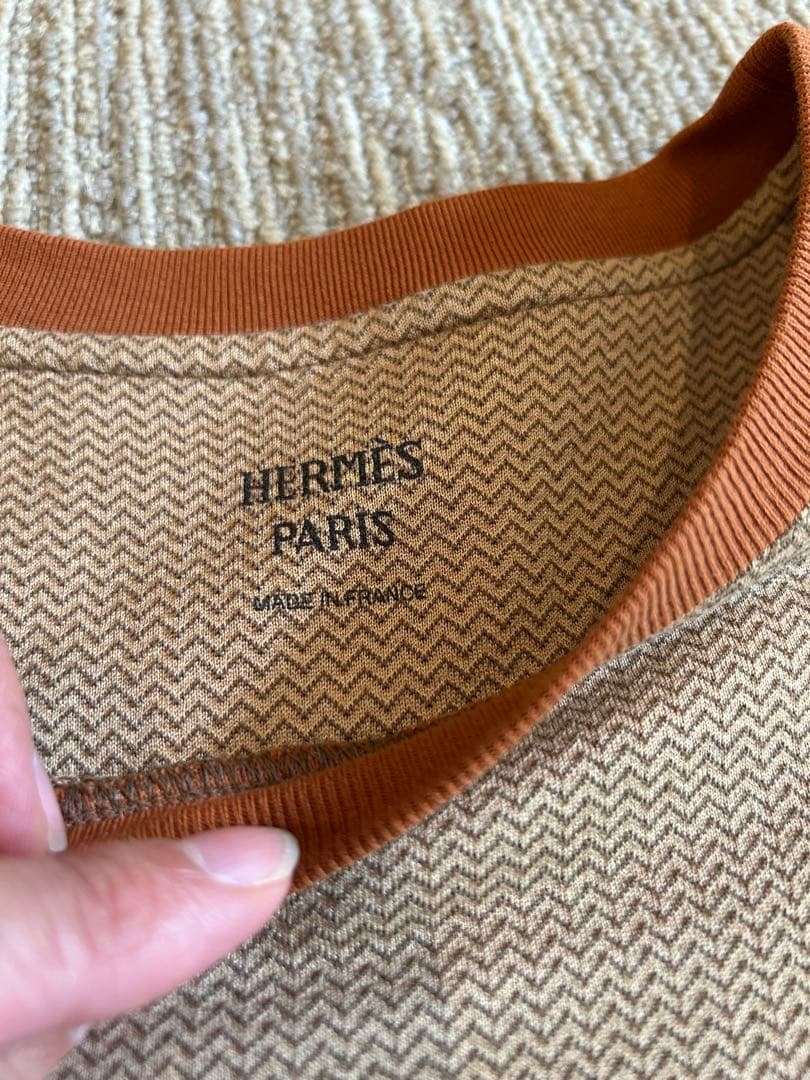 HERMES ベージュ マキシTシャツ　カルトゥッシュ36