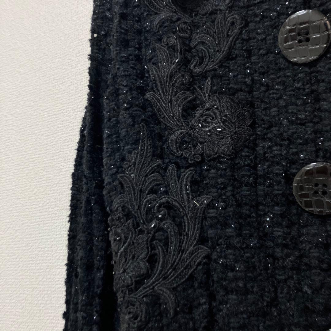 【２日限定】ノコオーノ　ジャケット ブラック スナップボタン ファー　42