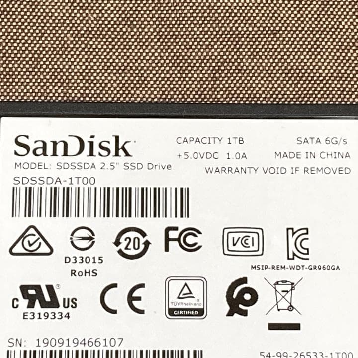 さ*催様 SanDisk 2.5インチ SATA SSD 1TB【中古】