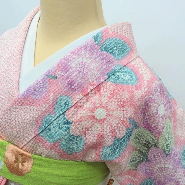 Y3902◇美品 正絹 総絞り 手縫い仕立て 成人式 振袖 着物
