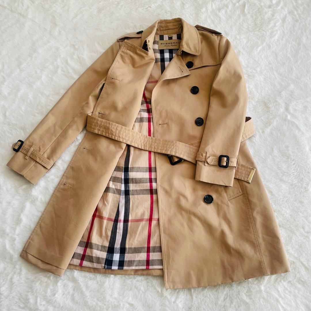 バーバリーBURBERRY ベージュ 裏ノバチェックトレンチコート UK 4