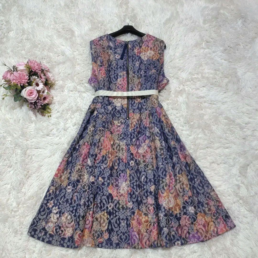 【美品♡希少46】ローズティアラジュエル　ニードルパンチレースワンピース　フレア