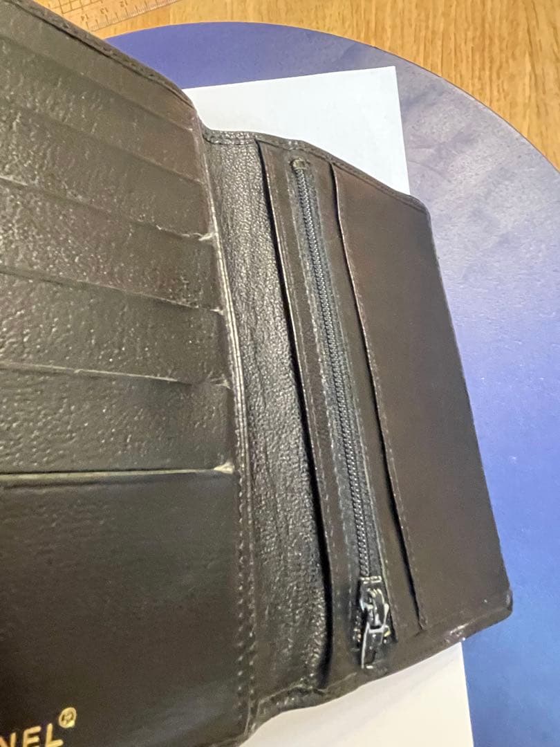 CHANEL 黒 レザー パスポートケース　財布