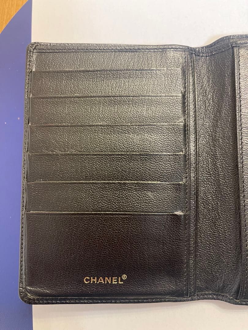 CHANEL 黒 レザー パスポートケース　財布