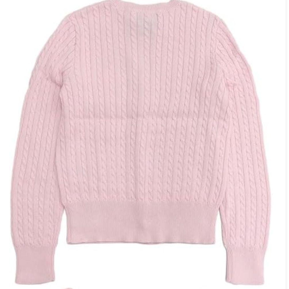 【美品】POLO RALPH LAUREN ピンク カーディガンケーブル　ニット