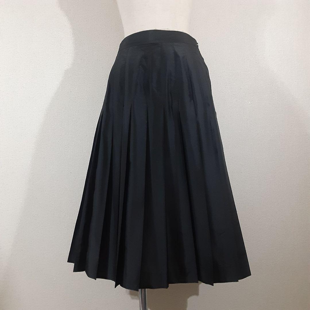 マーガレットハウエル　シルク　絹　サイズⅡ　M~L　プリーツスカート　日本製　黒
