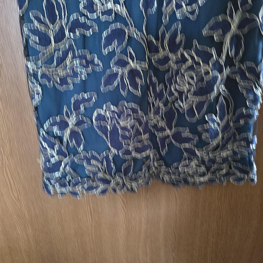 タダシ　ジョージ花柄刺繍 ノースリーブワンピース ネイビー