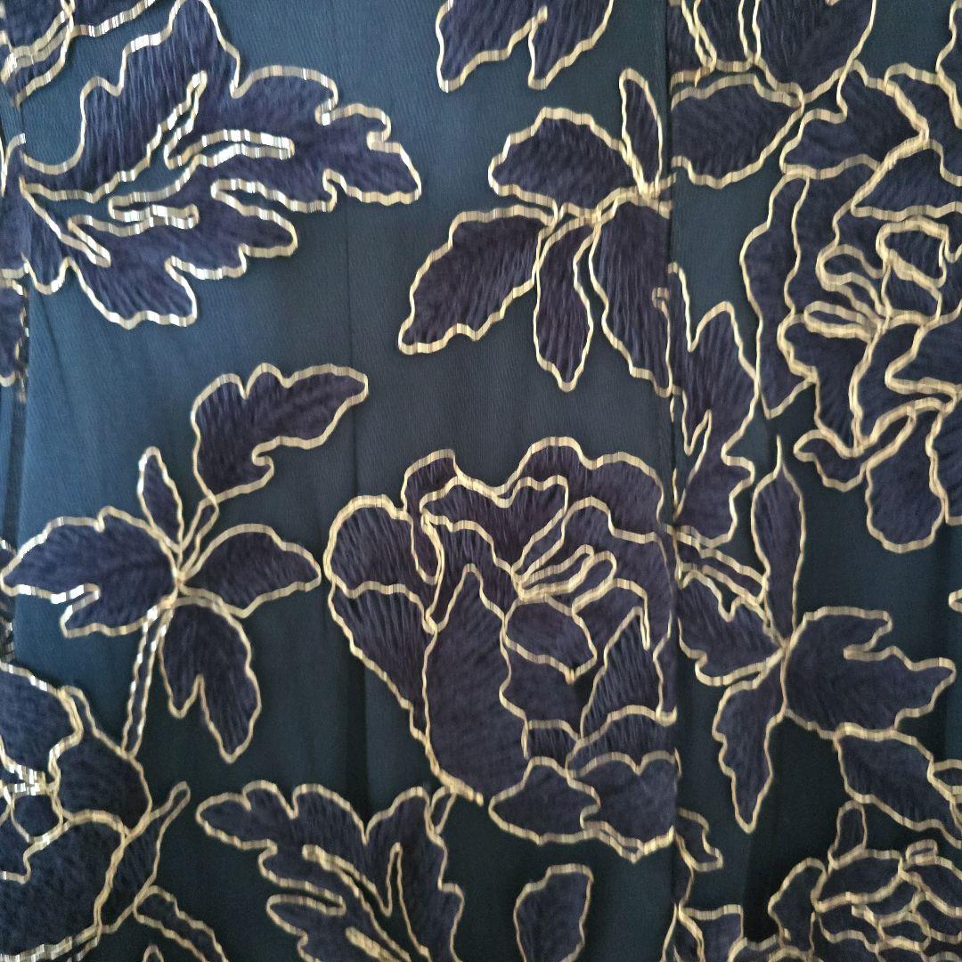 タダシ　ジョージ花柄刺繍 ノースリーブワンピース ネイビー