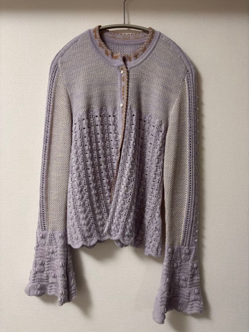 トップス Openwork Pattern Knitted Cardigan