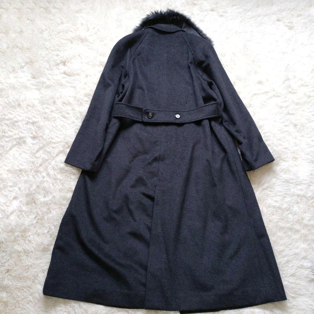 美品✨️アンゴラ100%　ロングコート　ファー　ロング　マキシ丈