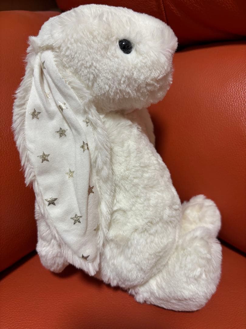  星柄耳の白いうさぎぬいぐるみ Twinkle Bunny