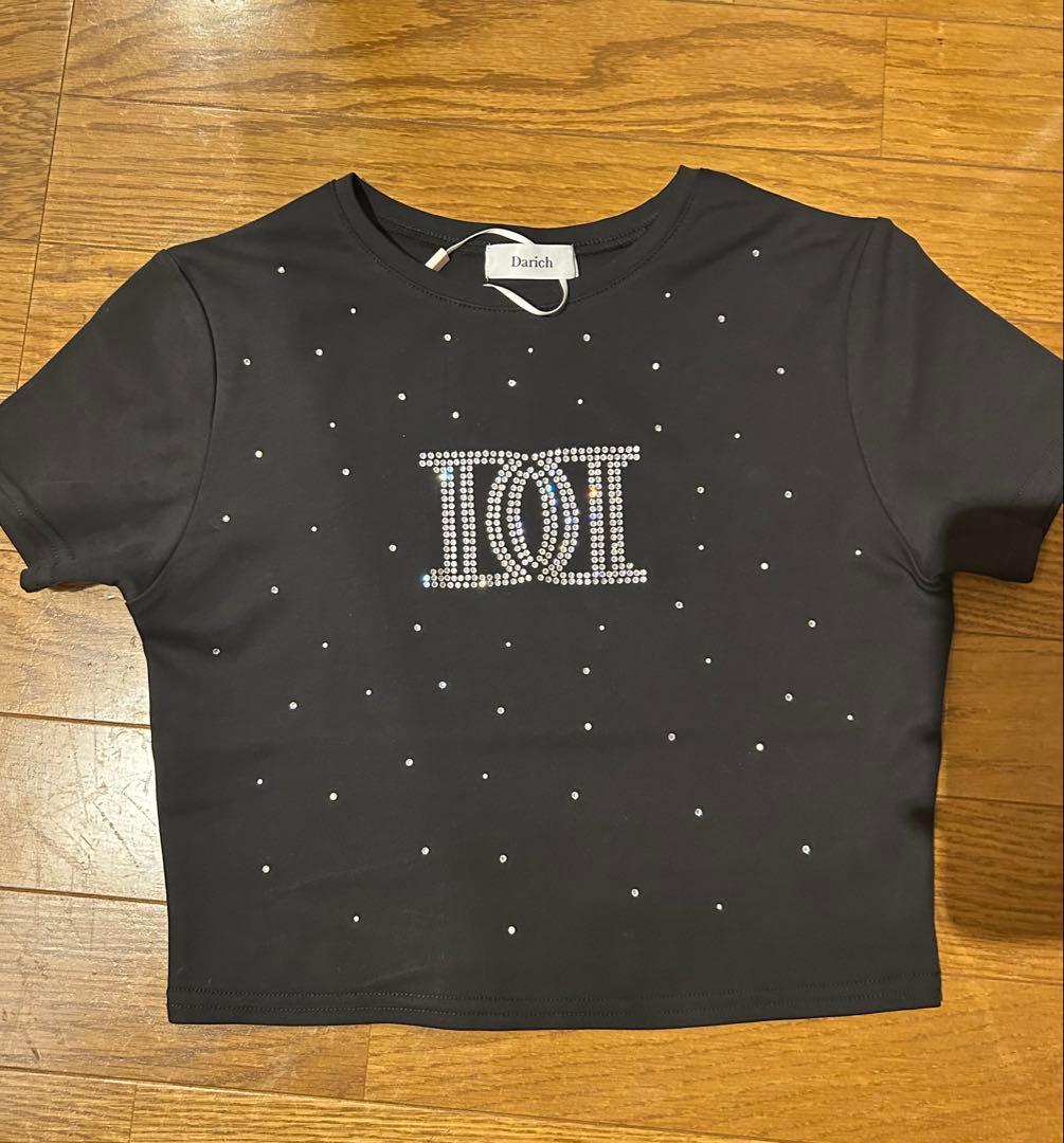 Darich ブラック パールストーンロゴTシャツ
