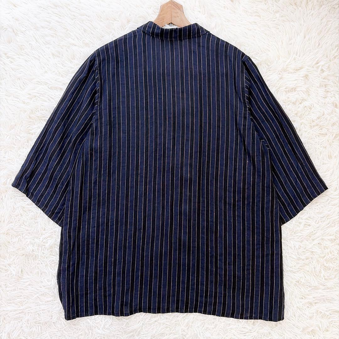 maxmara マックスマーラ　白タグ　リネンオーバージャケット　ストライプ