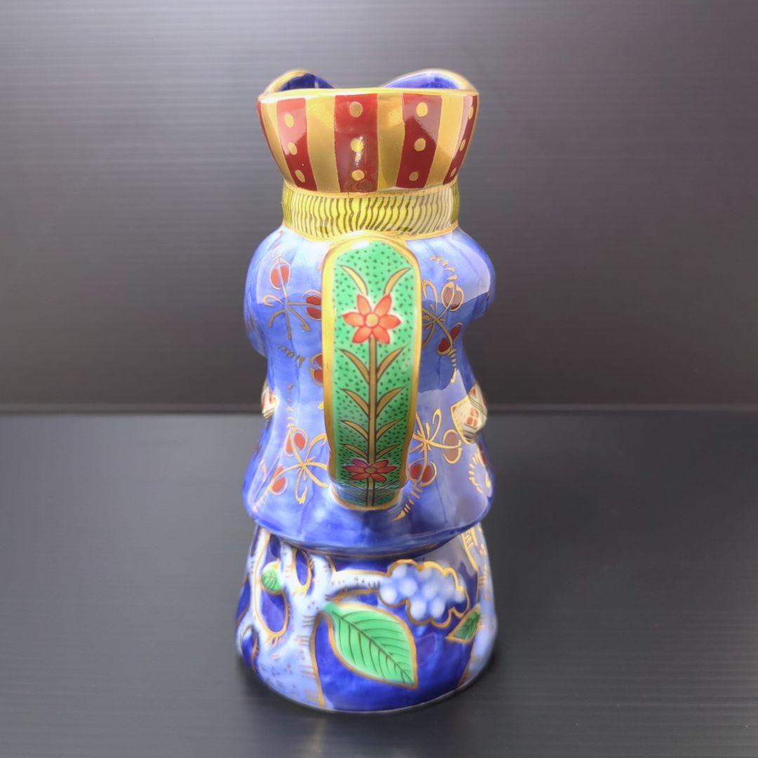 林九郎 作 有田焼 染錦紅毛人酒瓶 水注 高さ14cm 酒器 水入れ