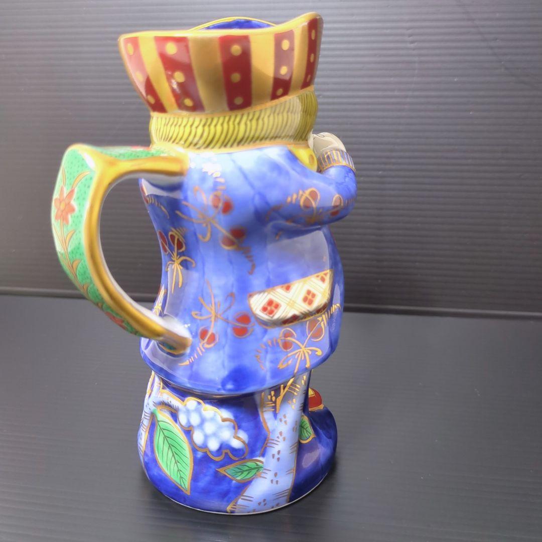 林九郎 作 有田焼 染錦紅毛人酒瓶 水注 高さ14cm 酒器 水入れ