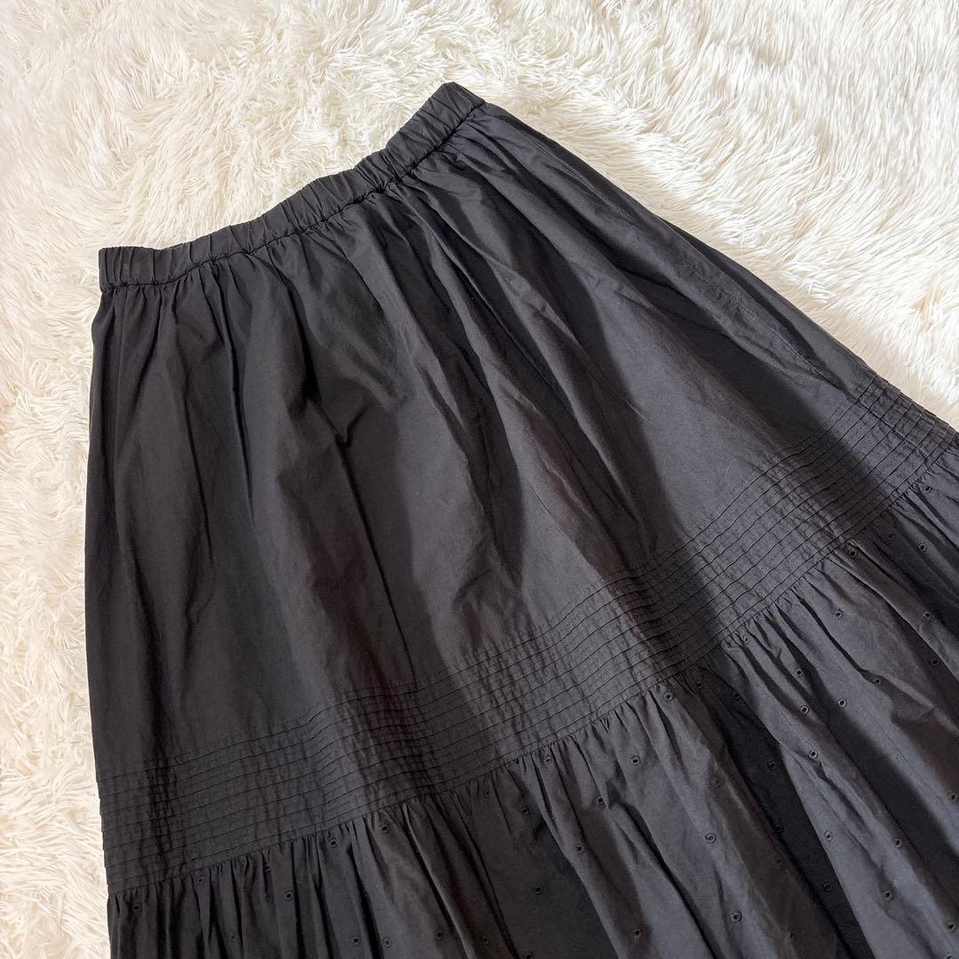美品✨スピックアンドスパン　エンブロイダリーレーススカート　38 ブラック