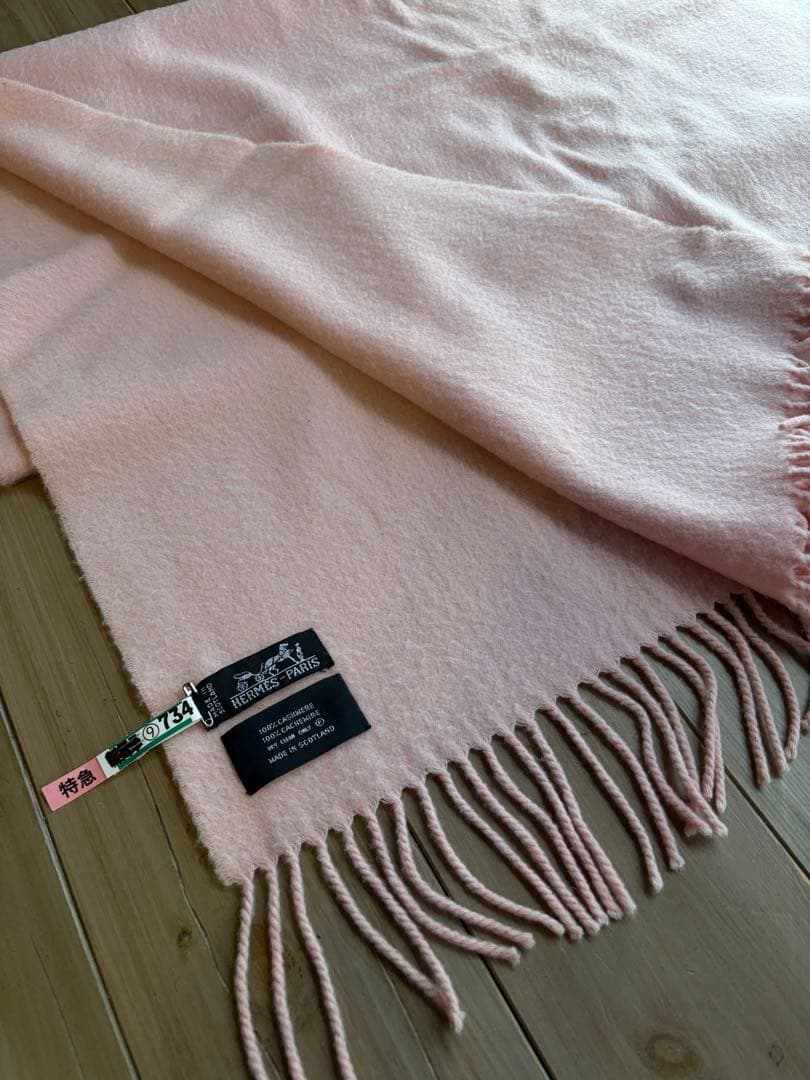 HERMES ピンク カシミヤ 大判 ストール ショール フリンジ