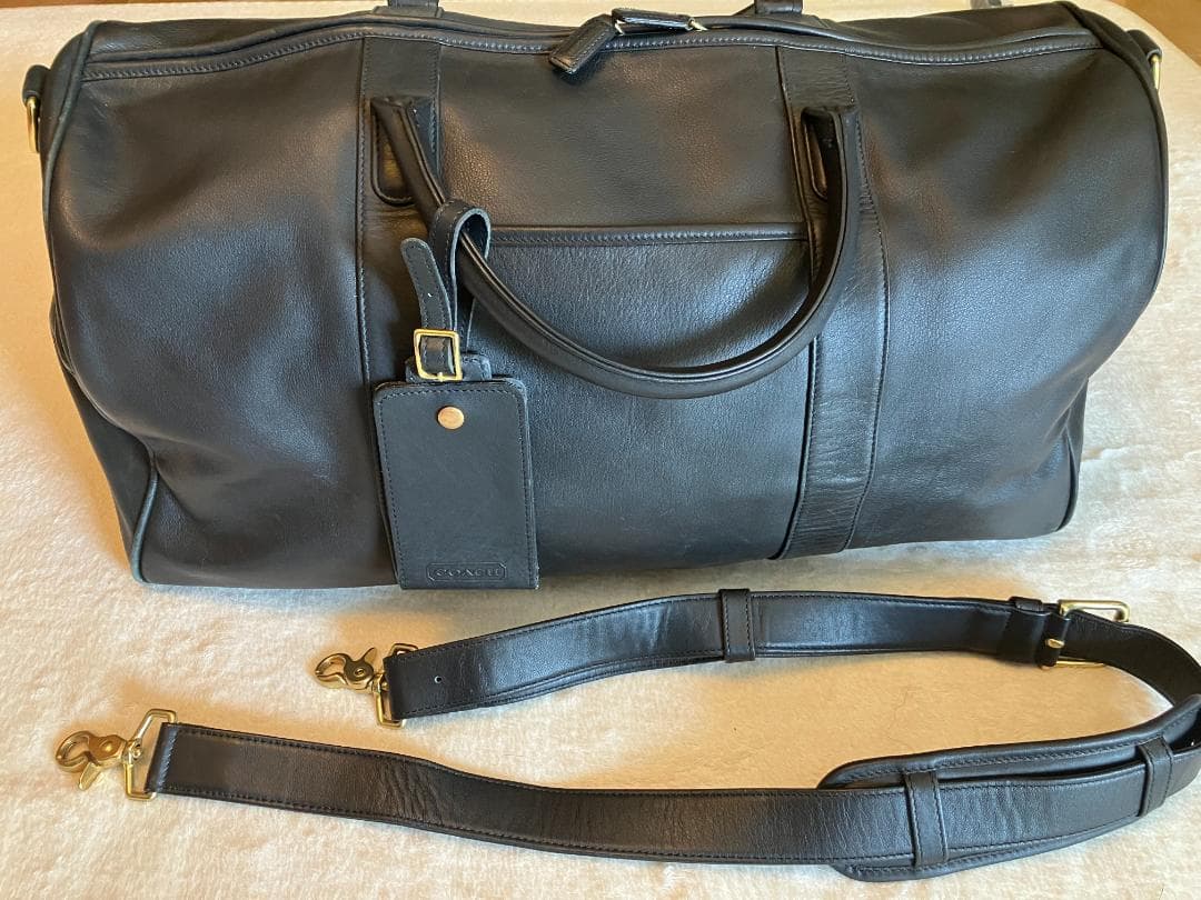 COACH 黒レザー ボストンバッグ ゴールド金具