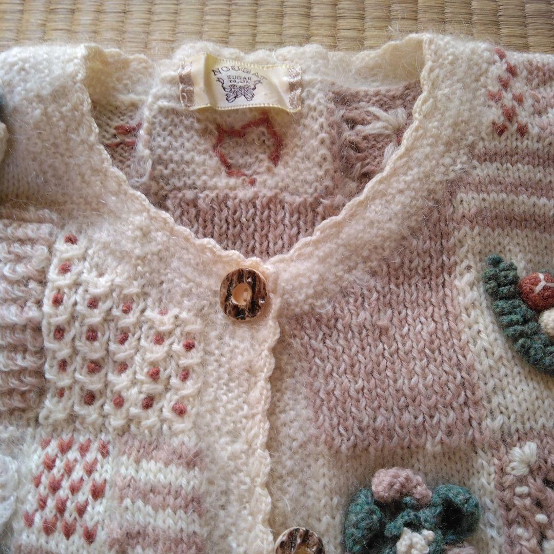 花柄刺繍ニットカーディガン