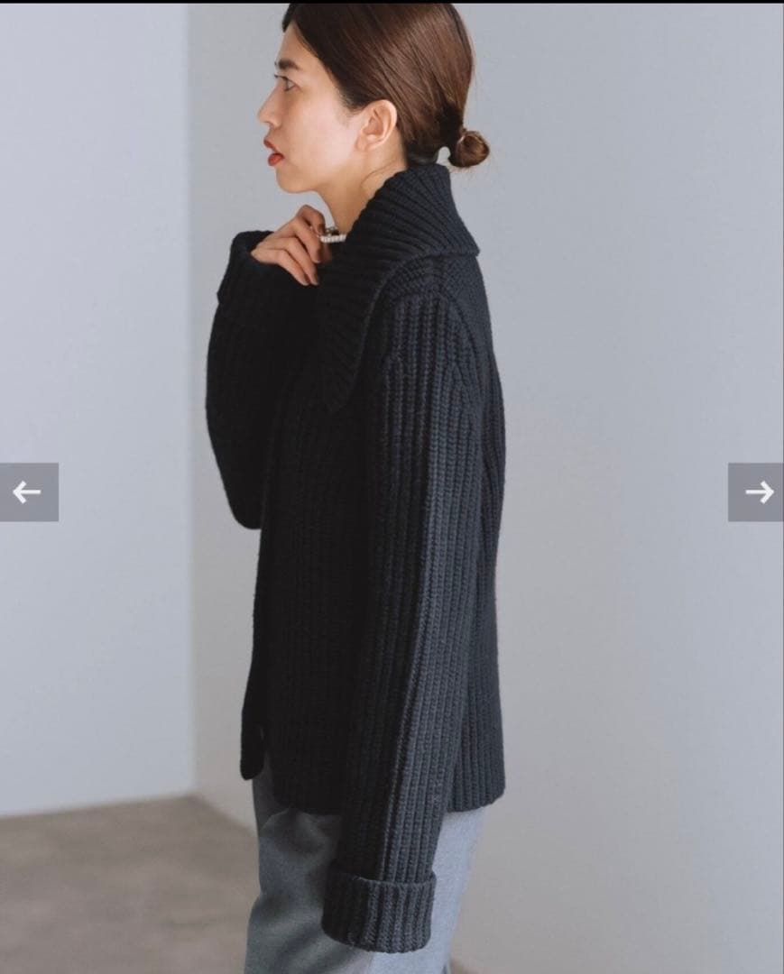 【極美品】2024AW IENA BLACK ビッグカラー カーディガン