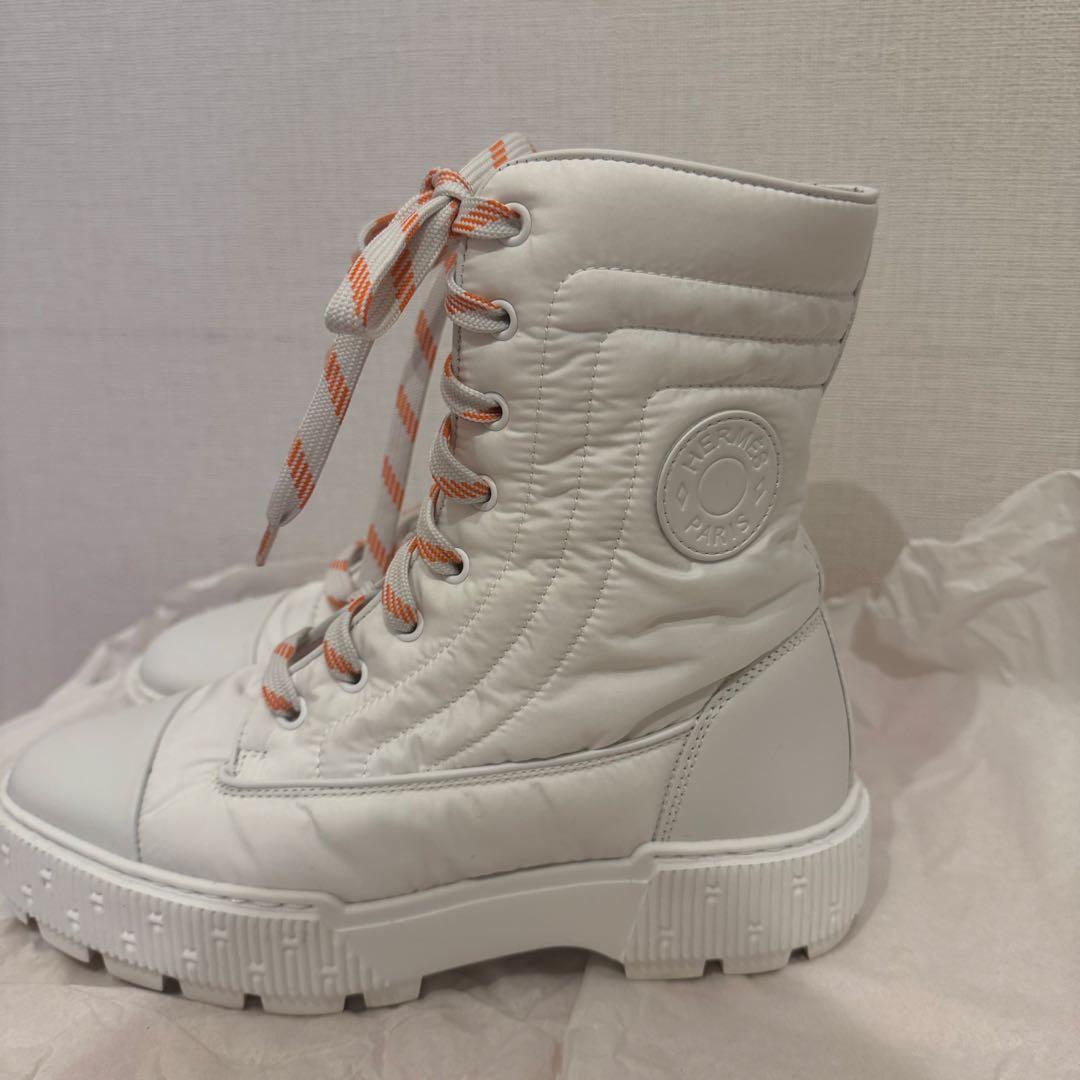 【美品】 HERMES エルメス ホワイト ハイカットブーツ 37
