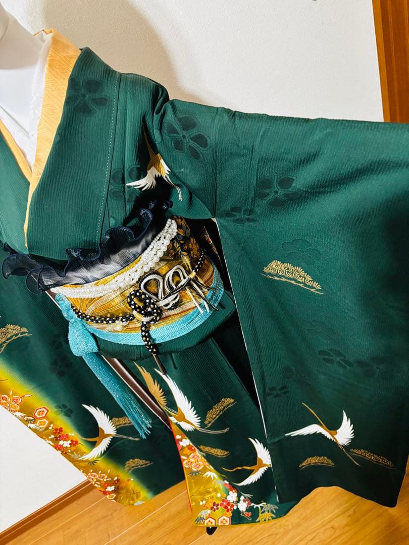 週末激安限定価格‼️ 鶴でかっこいい振袖‼️ ‼️フルセット‼️